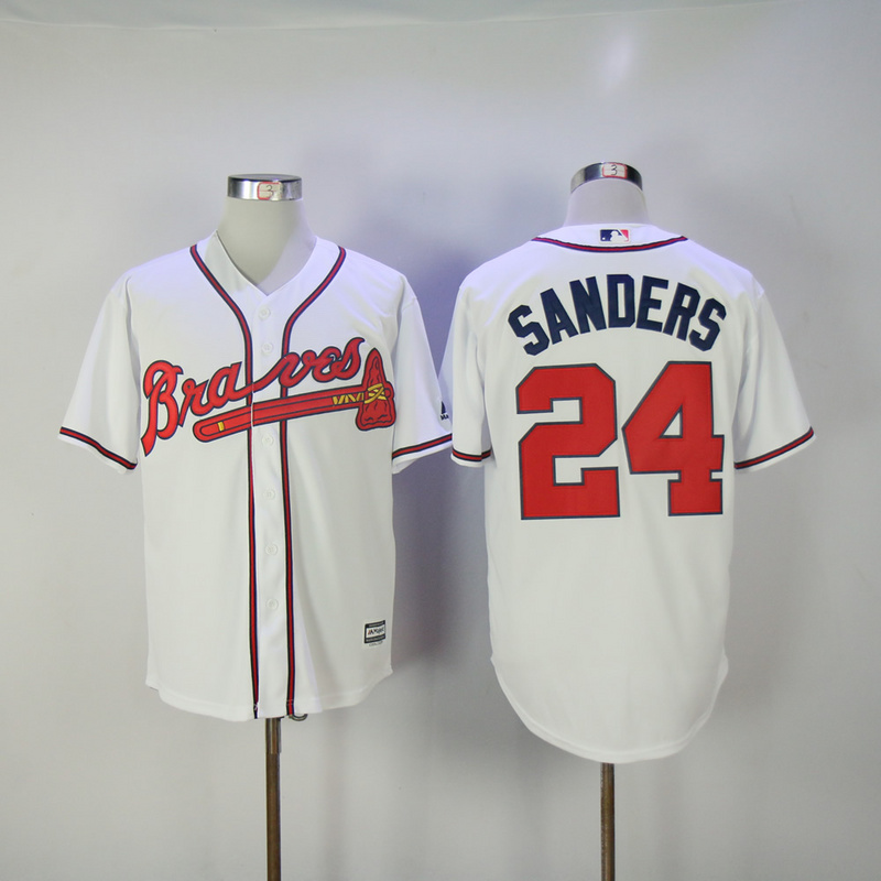 2017 MLB Atlanta Braves #24 Sanders White Game Jerseys->boston red sox->MLB Jersey